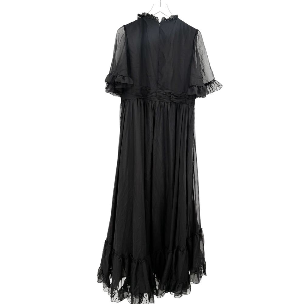 MAC DUGGAL Dress Size 14 / Size 14W Evening Gown Black NEW Flutter Sleeve Ruffle - Picture 4 of 5
